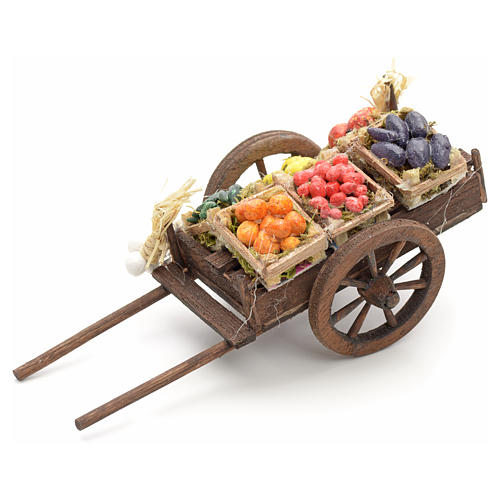 Charette de fruits en miniature crèche Napolitaine 8 cm 2