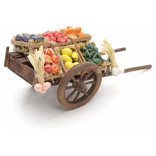 Charette de fruits en miniature crèche Napolitaine 8 cm 3