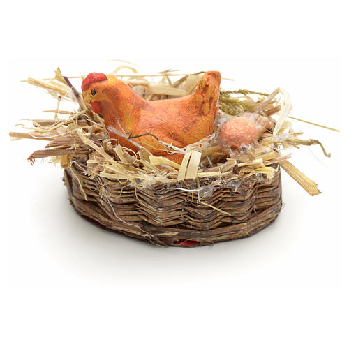 Neapolitan Nativity scene accessory, basket with hen 1