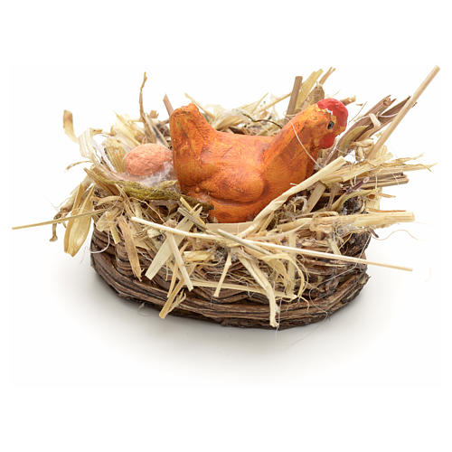 Neapolitan Nativity scene accessory, basket with hen 2