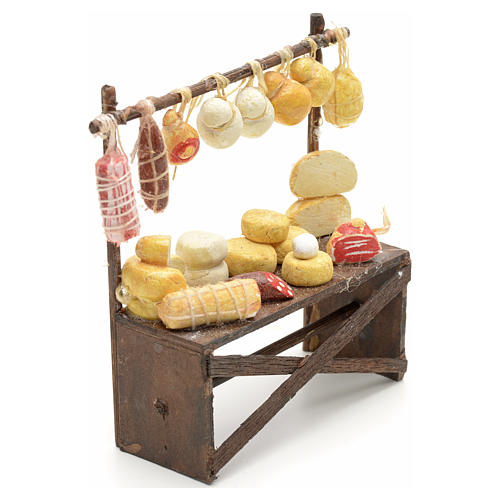 Neapolitan nativity accessory, cured meat and cheese stall 9x8x3 2