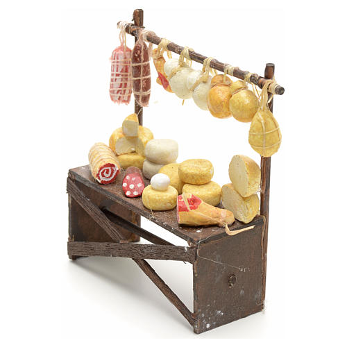 Neapolitan nativity accessory, cured meat and cheese stall 9x8x3 3