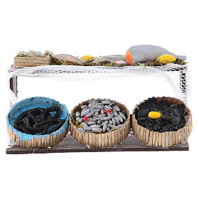 Presepe Napoletano: Banco del pesce presepe napoletano 4x11x6,5 cm
