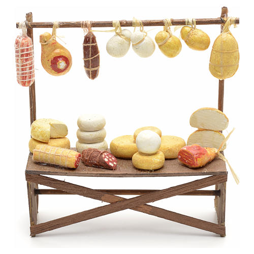Neapolitan Nativity scene accessory, cheese and meat stall 12x11 1