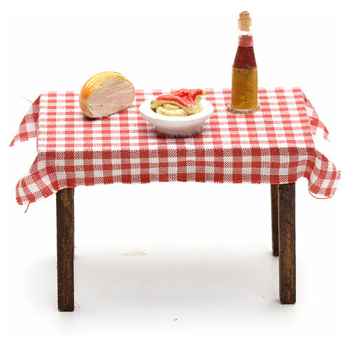 Table dressée miniature crèche Napolitaine 5,5x7x5 1