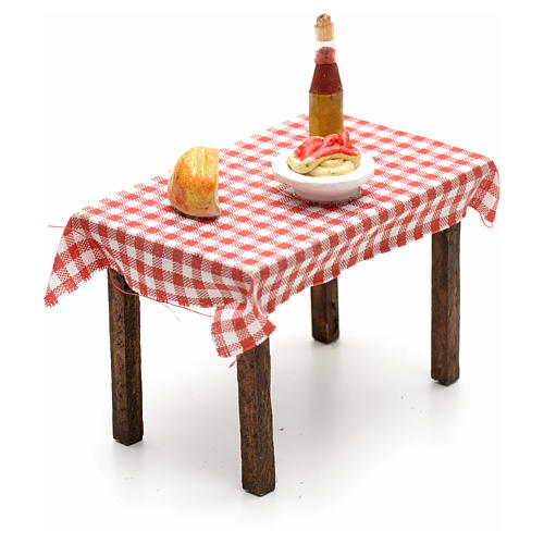 Table dressée miniature crèche Napolitaine 5,5x7x5 2
