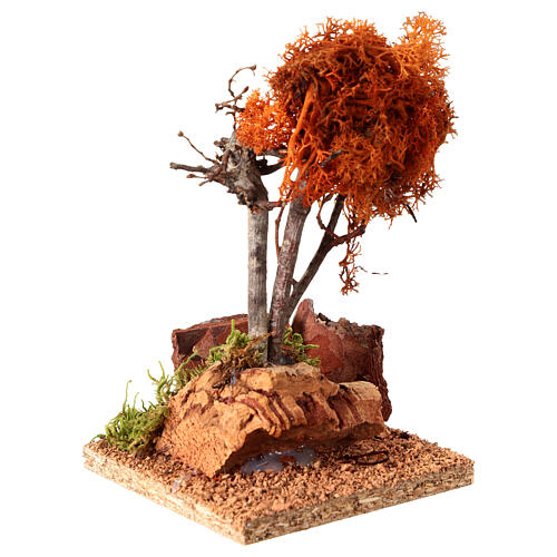 Baum mit roter Flechte für Krippe 18cm groß 3