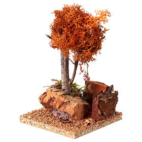 Arbre lichen rouge pour crèche h 18 cm