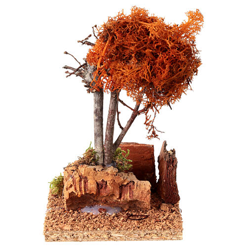 Arbre lichen rouge pour crèche h 18 cm 1