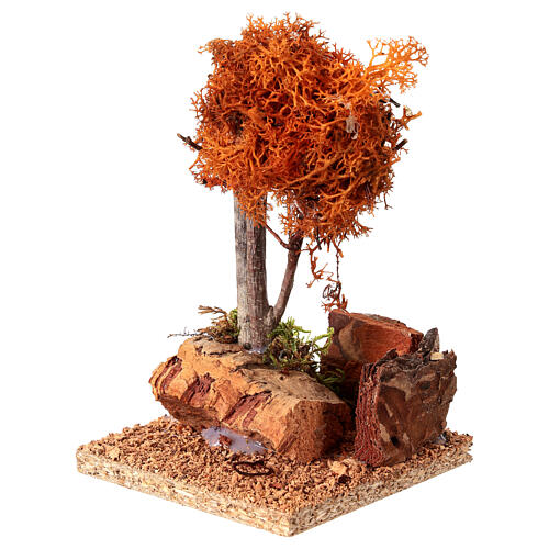 Arbre lichen rouge pour crèche h 18 cm 2