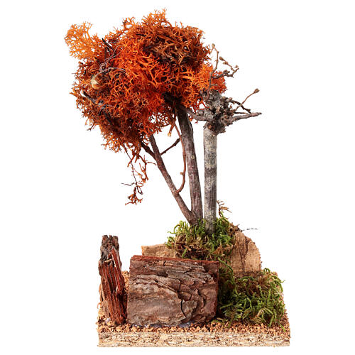 Arbre lichen rouge pour crèche h 18 cm 4