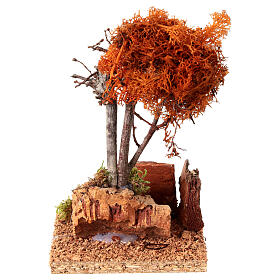 Albero lichene rosso per presepe h 18 cm