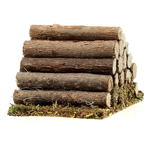 Nativity accessory, wood stack with moss 2