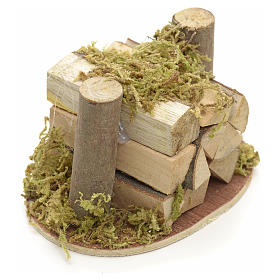 Moos, Stroh und Bäume für Krippe: Holzstapel und Moos für Selber-Bauen-Krippe