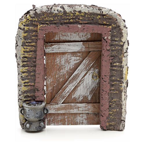 Mauer aus Harz mit Tür für Krippe 15x13 cm 1