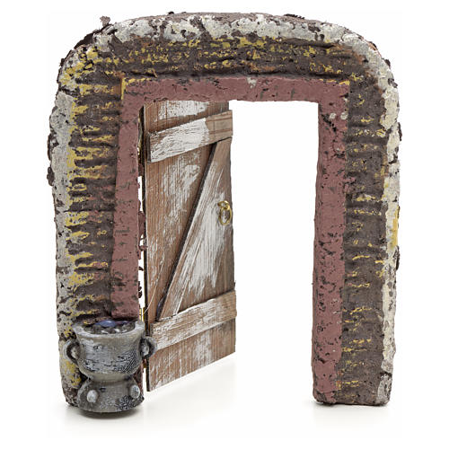 Nativity accessory, door with wall 15x13cm 2