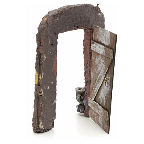 Nativity accessory, door with wall 15x13cm 3