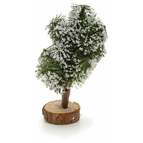 Schneebedeckter Baum mit Basis für Krippe 12cm groß 1