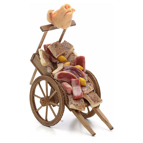 Neapolitan Nativity scene accessory, cart meat and lard 1