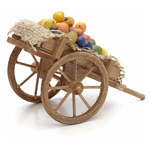 Neapolitan Nativity scene accessory, fruit and vegetable cart 3