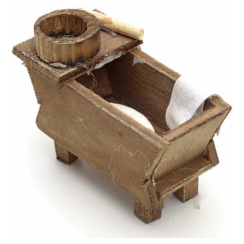 Neapolitan Nativity scene accessory, kneading trough with bread 3