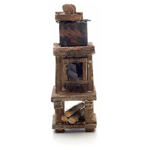 Neapolitan Nativity scene accessory, wood-burning oven with pot 1