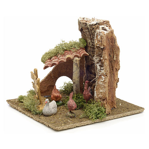Décor crèche poules et oies 14x15x14 2
