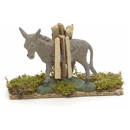 Nativity accessory, donkey with wood measuring 11x14x4cm 1