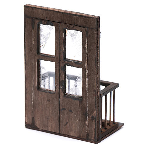 Porte avec balcon en miniature crèche Napolitaine 13x7x8 cm 3