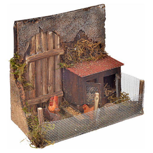 Geflügelkorb mit Hennen neapolitanische Krippe 12x16x8 2