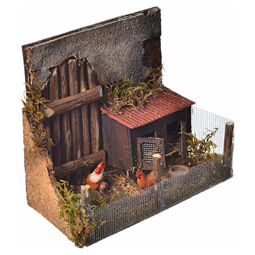 Geflügelkorb mit Hennen neapolitanische Krippe 12x16x8 4