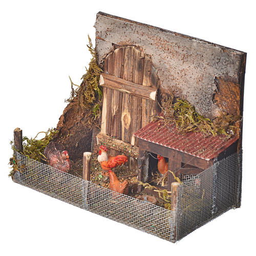 Geflügelkorb mit Hennen neapolitanische Krippe 12x16x8 5