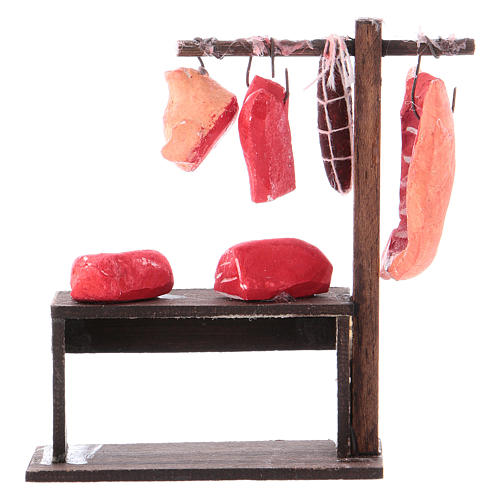 Neapolitan Nativity scene accessory, butcher stall 9x10x4cm 3