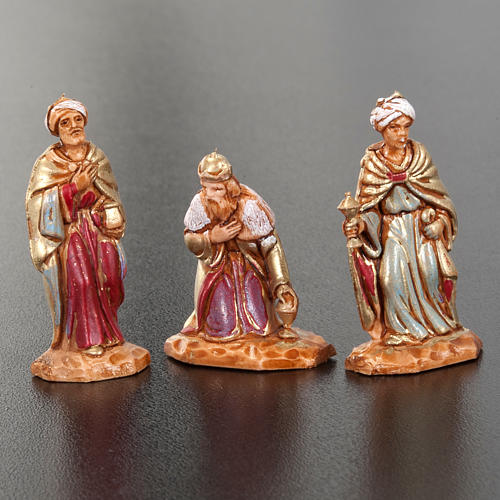 Nativity figurine, Three Wise Kings in hand painted plastic 3.5cm 2