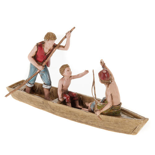 Figurines for Moranduzzo nativities, boat with 3 men 10cm 1