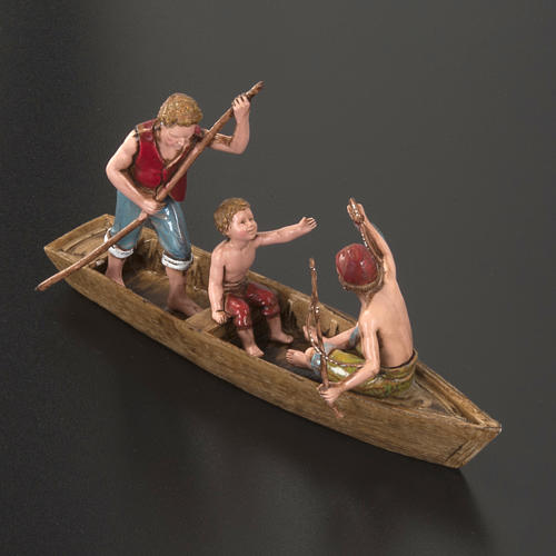 Figurines for Moranduzzo nativities, boat with 3 men 10cm 3