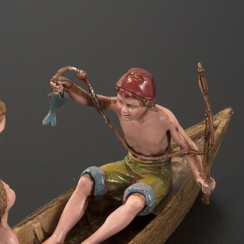Figury szopka Moranduzzo łódka z 3 mężczyznami 10 cm 4