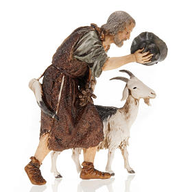 Homme avec chèvre et chapeau crèche Moranduzzo 13 cm