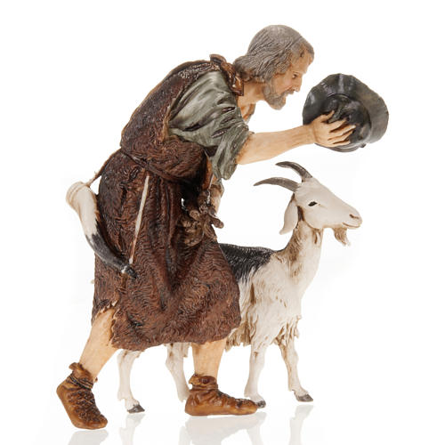 Homme avec chèvre et chapeau crèche Moranduzzo 13 cm 2
