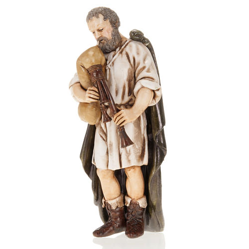 Figurines for Moranduzzo nativities, backpiper with cloak 13cm 1