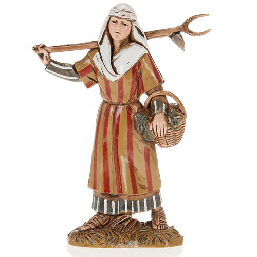 Moranduzzo Nativity Scene woman holding pitchfork figurine 10cm 1