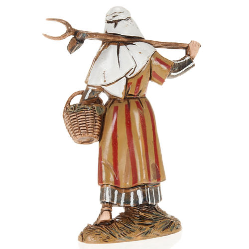 Moranduzzo Nativity Scene woman holding pitchfork figurine 10cm 2