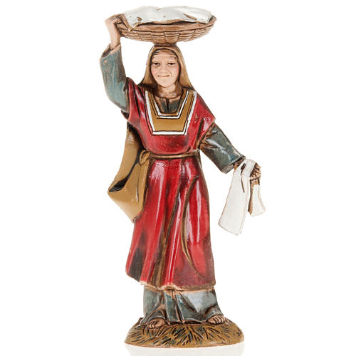 Mulher com cesta na cabeça para Presépio Moranduzzo com figuras de altura média 10 cm 1