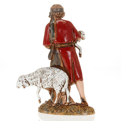 Young shepherd with sheep and lamb, nativity figurine, 10cm Moranduzzo 2