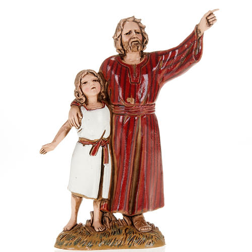 Figurines for Moranduzzo nativities, man and young boy 10cm 1