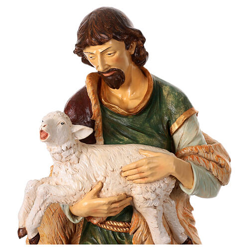 Shepherd with sheep in resin, 180cm by Fontanini 3