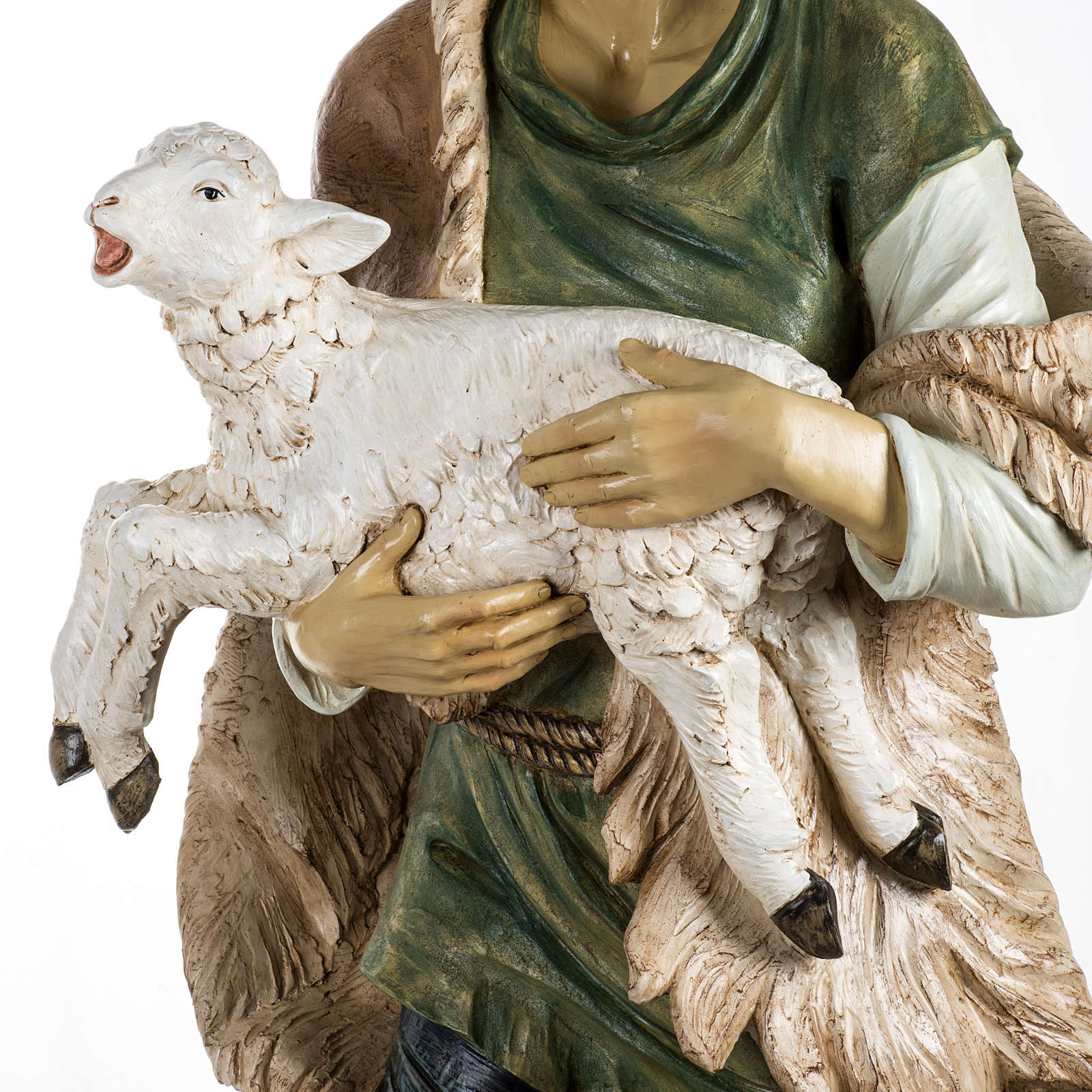 Figurine Crèche Berger Avec Mouton 6cm - Peinte à La Main, Polyrésine, Décoration De Noël Détaillée