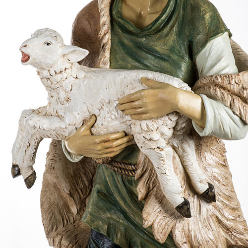 Pastor com ovelha 68x43x166 cm para presépio de altura média 180 cm resina Fontanini 3