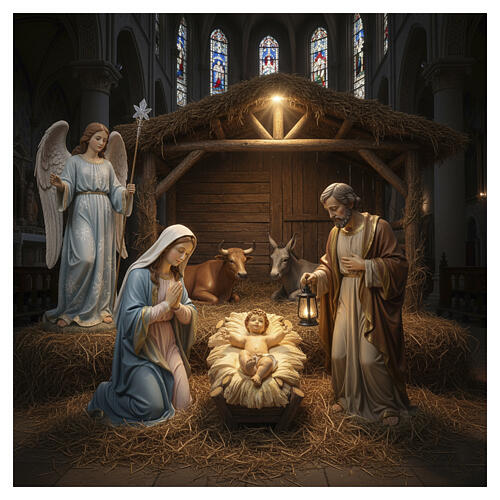 Menino Jesus 37x48 cm para Presépio Fontanini de altura média 125 cm com berço resina Fontanini 2