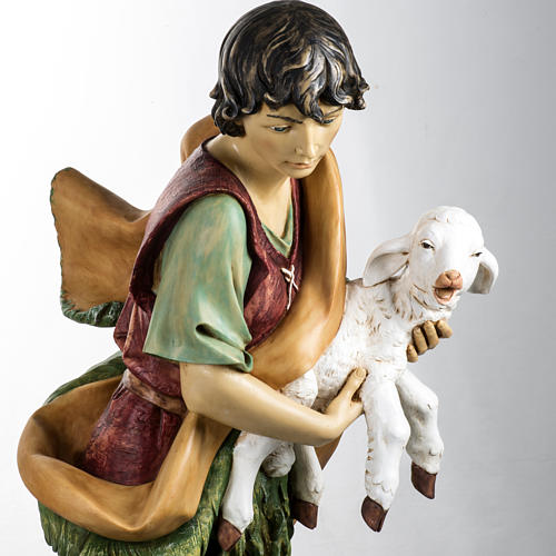 Shepherd with sheep in resin, 125cm by Fontanini 2